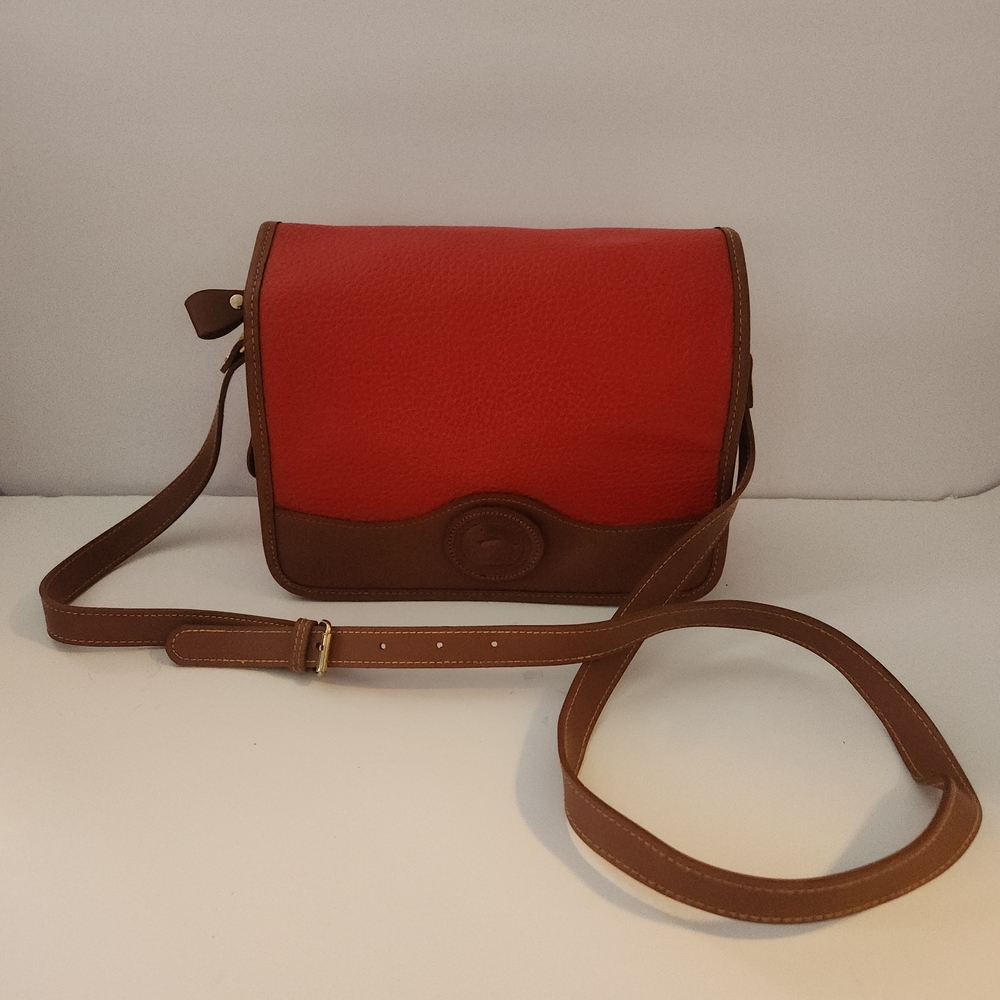 Dooney & Burke Y2K Red and Brown Leather Crossbody Bag
